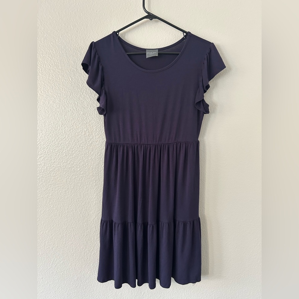 Olivia Rae Navy Ruffle Sleeve Dress
